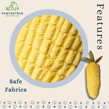 7" Squeaky Plush Toy for Puppies Small Dogs Self Etertainment Washable Soft Made [PET ONLY] (Corn)