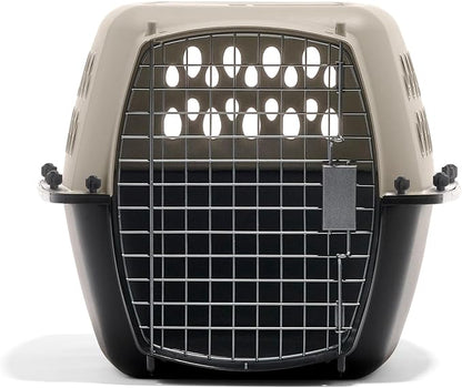 Petmate Vari Dog Kennel Portable Carriers & Crates for Smaller Dogs or Puppies and Pets 10 to 20 lbs, Airline-Friendly Plastic Pet Carrier Home and Travel, 24" Long, Taupe & Black, 24” x 16.7” x 14.5”
