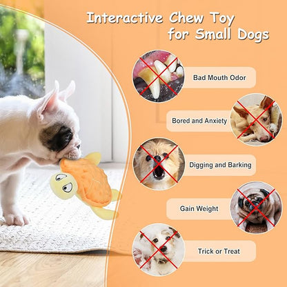 Squeaky Sea Turtle Plush Dog Toy - Durable, No Stuffing, Interactive Chew Toy for Small Dogs - Relieve Anxiety, Teething, and Keep Them Busy for Puppy(Orange)