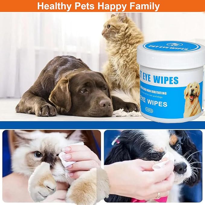 Dog Eye Wipes for Tear Stain Removal, Vet-Recommended Dog Eye Infection Treatment, Natural Dog Wipes for Discharge, Pet Eye Cleaner for Dogs&Cats, Gentle & Safe Pet Wipes for Sensitive Skin, 130 Count