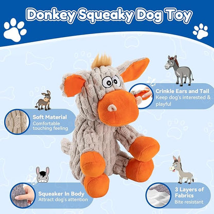 Squeaky Dog Toys, Tough Chew Toys for Dogs, Crinkle Interactive Squeaky Stuffed Dog Toy for Small Medium Large Breeds, Plush Dog Toy to Keep Them Busy, Pet Toys for Dogs