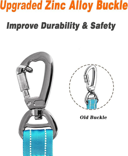 AUBELL Tactical Dog Leash Heavy Duty,4-6ft Reflective Strong No Pull Bungee Leash for Medium Large Dogs with Comfortable Padded Double Handle,Car Seat Belt,360 Degree Rotating Carabiner,Blue