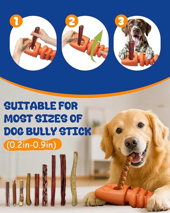 Bully Stick Holder, Durable Dog Chew Holder for Safe, Anti-Choking Chew Toy for Aggressive Chewers, Fits Various Bully Sticks and Dog Sizes