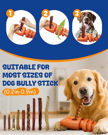 Bully Stick Holder, Durable Dog Chew Holder for Safe, Anti-Choking Chew Toy for Aggressive Chewers, Fits Various Bully Sticks and Dog Sizes