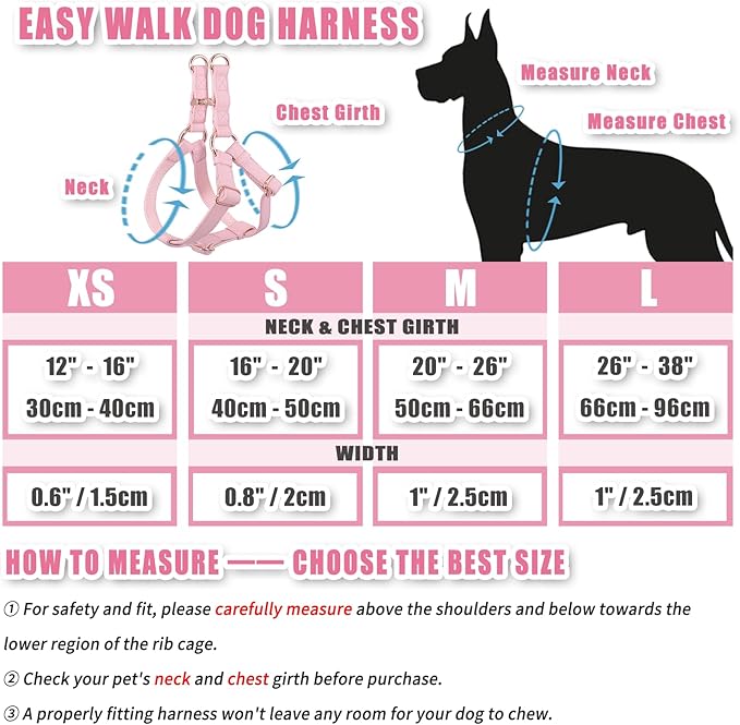 Soft Leather No Pull Dog Harness - Adjustable Step in Dog Harness with Rose Gold Heavy Duty Metal Buckle, Freedom Nylon Dog Halter Vests for Small Medium Large Dogs Easy Walking Training (Pink,S)