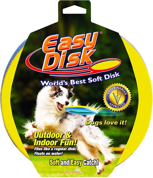 Funsparks Easy Disk Dog Flying Disc - Interactive Dog Fetch Toy - Durable and Easy on The Teeth - Simple to Toss – Lightweight Puppy Toy - Floats on Water