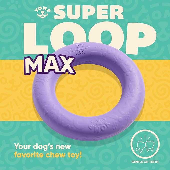Yomp SuperLoop Max Dog Chew Ring Toy – Durable, Dishwasher Safe, for Active Play, Tug, Fetch & Chew, Freezer Safe for Teething Relief, Made of Non-Toxic, All-Natural Rubber