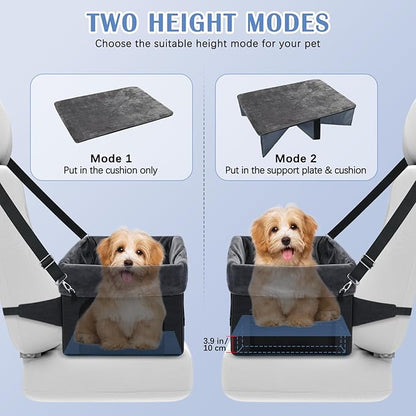 PetsHome Dog Car Seat for Small Dogs, Detachable Washable Dog Booster Car Seat with Storage Pocket, Breathable Mesh, Safety Leash, 2 Count Adjustable Straps for Small Pets Up to 25lbs-Black