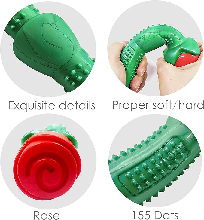 Blingbrione Dog Chew Toys for Large Breed Aggressive Chewers, Durable Red Flower Rose Dog's Toys Rubber Teething for Small/Medium Puppy, Tough Toys for Training,Interactive Doggy Valentine's Day Gift