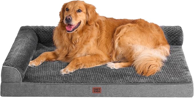 EHEYCIGA Extra Large Dog Bed Othorpedic, Memory Foam XL Dog Bed with Washable Removable Cover, Waterproof Pet Sofa Couch XLarge Size Dogs with Nonskid Bottom, 44x32x6.5, Dark Grey