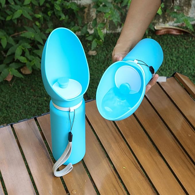 Portable Collapsible Dog Water Bottle - 550ml, Large Wide-Mouth Drinking Bowl, Ideal for Small and Large Dogs on Walks and Outdoor Activities (Blue)
