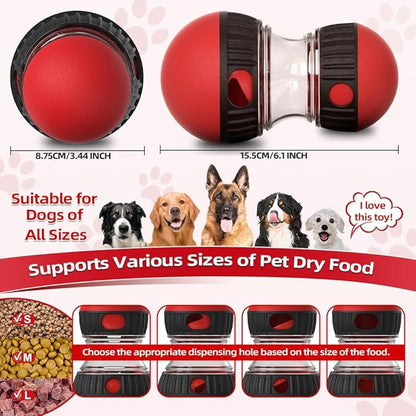 Dog Puzzle Toys, Rolling Treat Dispensing Ball, Brain Stimulation & Slow Feeder, Dog Enrichment Toys to Keep Them Busy (2PCS: Red+Green)