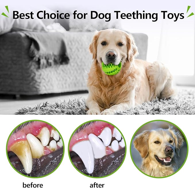 Treat-Dispensing Dog Toys: Durable Rubber Puppy Toys for Boredom - Dog Treat Balls for Small & Medium Breed Indoor Play (2pack)
