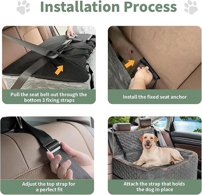 Dog Car Seat Medium Sized Dog Under 60 Lbs, Large dogBed for Car Back Seat, Booster Seat for 2 Small Dogs,PortableDog Travel Accessories
