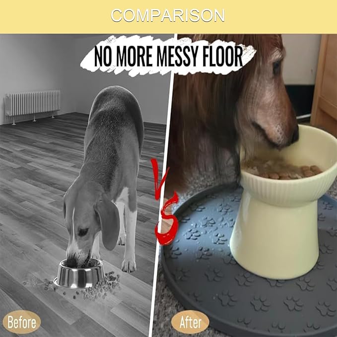 Dog Food Mat - Waterproof Silicone Dog Mat for Food and Water, Pet Food Mat with Edges for Protecting Floors (2Pack Beige)