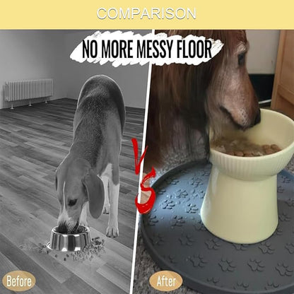Dog Food Mat - Waterproof Silicone Dog Mat for Food and Water, Pet Food Mat with Edges for Protecting Floors (2Pack Beige)