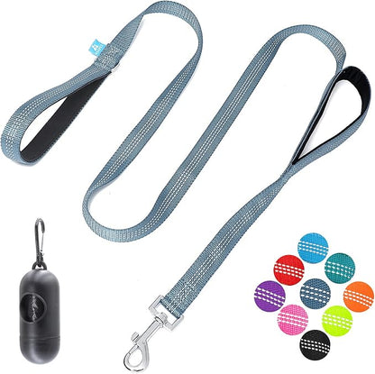 BAAPET Two Handle Dog Leash, Dual Soft Padded Handles with Traffic Control Handle Leash for Small Medium or Large Dogs (3/4'' x 5 FT, Grey)