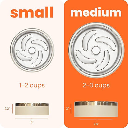 Trot Pets Premium Dog Bowls | Stainless Steel Bowl Set for Small, Medium, or Large Dogs | Non-Slip Food and & Water Slow Feeder | Durable, BPA-Free, Anti-Skid, Dishwasher Safe (Charcoal, Small)