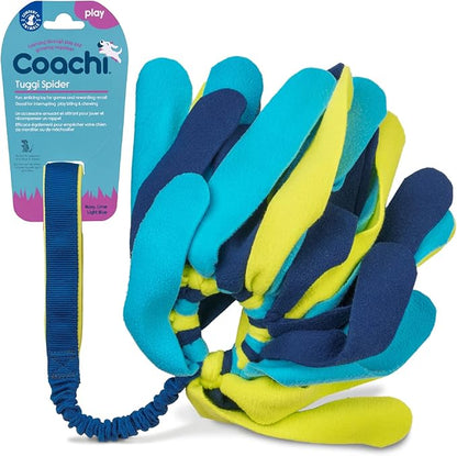 Coachi Tuggi Spider - Interactive Dog Toy for Tug of War & Play. Strong & Comfortable, Stretchy Bungee Handle, Reward Training, Interrupting Biting & Chewing. Ideal for Agility & Suitable for Puppies