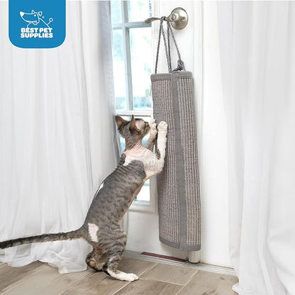 Best Pet Supplies Catify Cat Scratcher, Fun Interactive Scratchers, Posts, Poles, Claw Safe, Furniture Saver Indoor Play Support Natural Cat Behaviors Heavy Duty - Log (Gray), 22 x 17.28