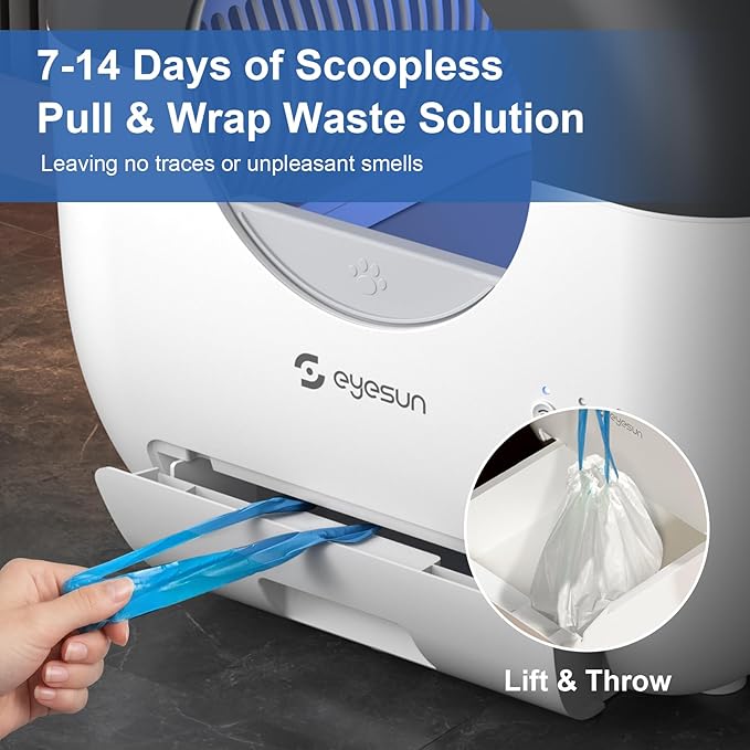 Self Cleaning Litter Box,76L Automatic Cat Litter Box Self Cleaning with APP Control,Low Noise,Safety Protection,Roll Garbage Bags,Deodorizer and Cleaning Brush for Multiple Cats