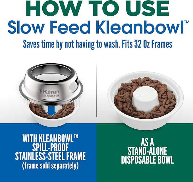 Kinn Slow Feeder Dog Bowl, Disposable Pet Food Dish to Slow Down Eating Dogs, Frame Refills, for Travel, Boarding, or Crate, Compostable Pet Travel Bowl, No Plastic, Leakproof, 4 Cups (50 Count)