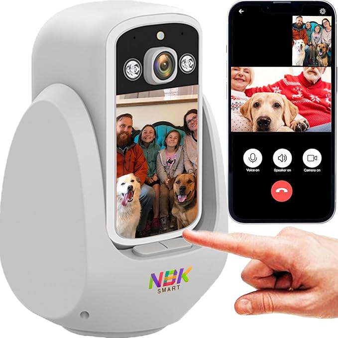 2 Way Video Audio Camera with 2.8-inch Screen, Video WiFi Camera for Home Pet/Cat/Dog, AI Motion Detection, Wireless Facetime Cameras Phone App Sound, One-Click Call, White
