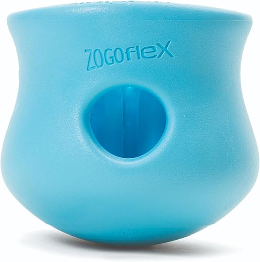 WEST PAW Zogoflex Toppl Interactive Treat Dispensing Puzzle Dog Toy for Mental Stimulation & Enrichment-Holds Kibble & Treats-Lickable, Freezable & Dishwasher Safe-Made in USA-Large-Aqua Blue