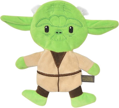 STAR WARS Dog Toy Yoda Plush Flattie Dog Toy - Officially Licensed - Small Soft Stuffingless Crinkle Chew Toys for All Dogs, 6 Inch