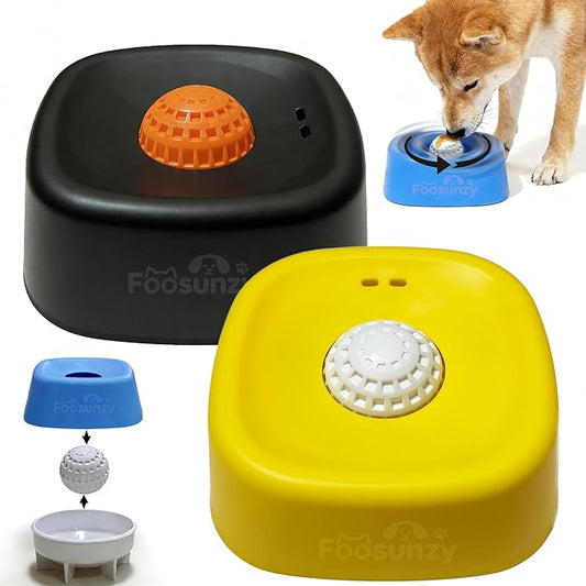 Slow Feeder Dog Bowls for Liquid with Rolling Ball, Interactive Lick Bowl Licking Slow Feeder for Wet Food, Water & Treats Lick Toy for Dogs Cats Large Medium Small