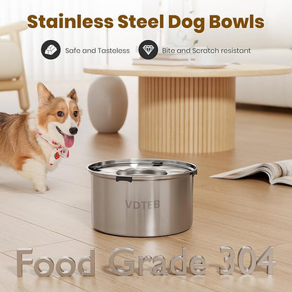 Dog Water Bowl 1.5Gal Stainless Steel No Spill Water Bowl for Dogs, 5.6L Large Capacity Spill Proof Slow Drinking Dog Water Feeder with Anti-Slip for Medium Large Messy Drinkers