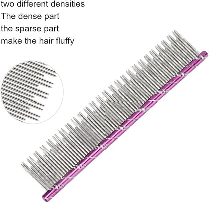 Pet Hair Removal Comb Reusable Comfortable Stainless Steel Comb for Cat Grooming Pet Hair Removal Comb Stainless Steel Pet Comb Open Knot Comb Grooming Comb (Volet)
