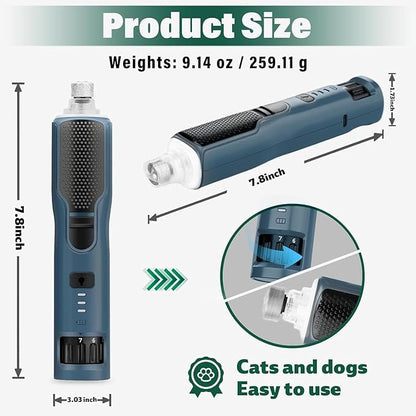 7-Speed Dog & Cat Nail Grinder with Light - Ring LED Safe to Avoid Overcut, Quiet Low Vibration & Powerful Fast, Cordless Rechargeable Toenail Trimmer for Small & Large Puppy & Breeds Paws(Orange)