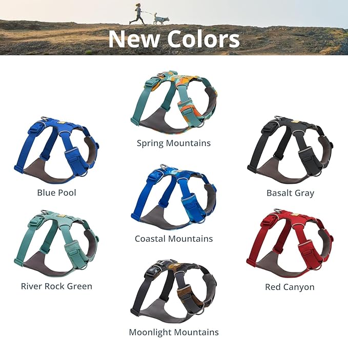 Ruffwear, Front Range Dog Harness, Reflective Soft Padded Everyday Harness with Dual Leash Clips, Adjustable and Lightweight Fit for Training or Walking for All Dogs, Basalt Gray, X-Small