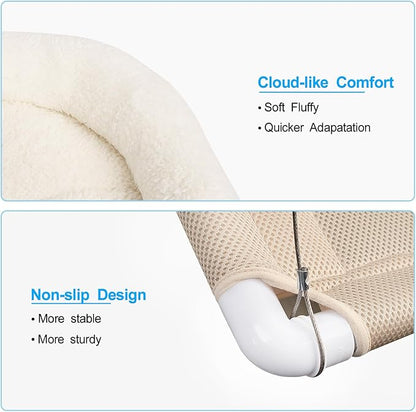 Fluffy Cat Window Bed for Indoor Cats – Strong Suction Cup Hammock with Breathable Mesh and Soft Cushion, Supports Large Cats