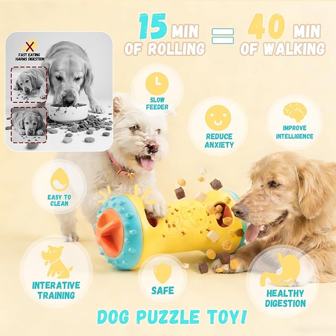 Dog Puzzle Toy, Interactive Dog Enrichment Toys for Adjustable Treat Dispensing Toys to Keep Them Busy, Dogs Enrichment for Brain Stimulation & Cognitive for Puppy & Smart Dogs Slow Feeder