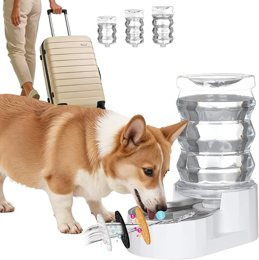 RIZZARI Automatic Gravity Pet Dispenser: Helps Prevent Urinary Stones - an Activated Carbon Ion Exchange System - Removes Odors - Softens Water -6.5L Large Capacity Stainless Steel - Living Room