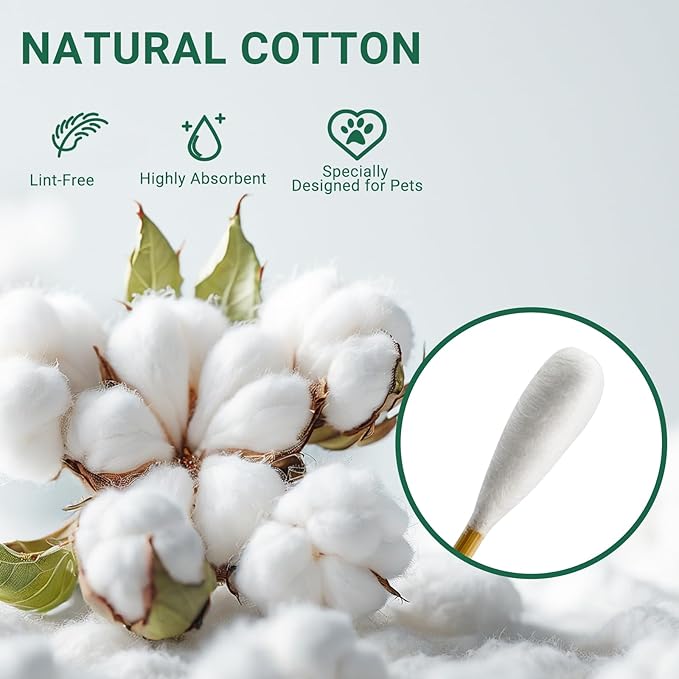 200PCS Large Cotton Swabs, Dog Cotton Swabs for Ears, 6" Long Dog Ear Swabs Large Size, Highly Absorbent Cotton Buds with Strong Bamboo Stick, Specially Designed for Dogs Cats Ear Cleaning, Pet Care