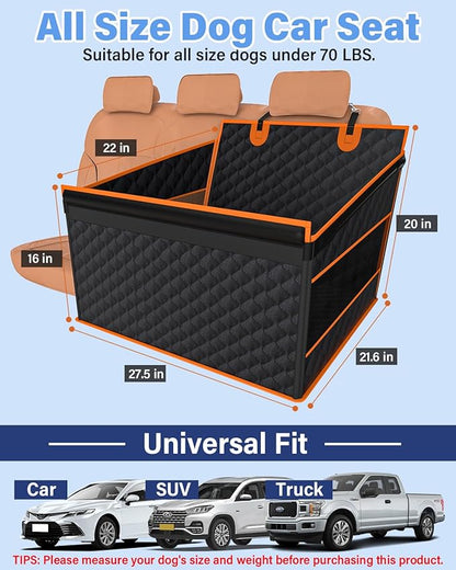 Instraella Dog Car Seat for Large Dogs, Half Back Seat Extender with Hard Bottom, Waterproof Non-Slip Pet Car Seat for Cars, SUVs and Trucks, Fits Medium Dogs
