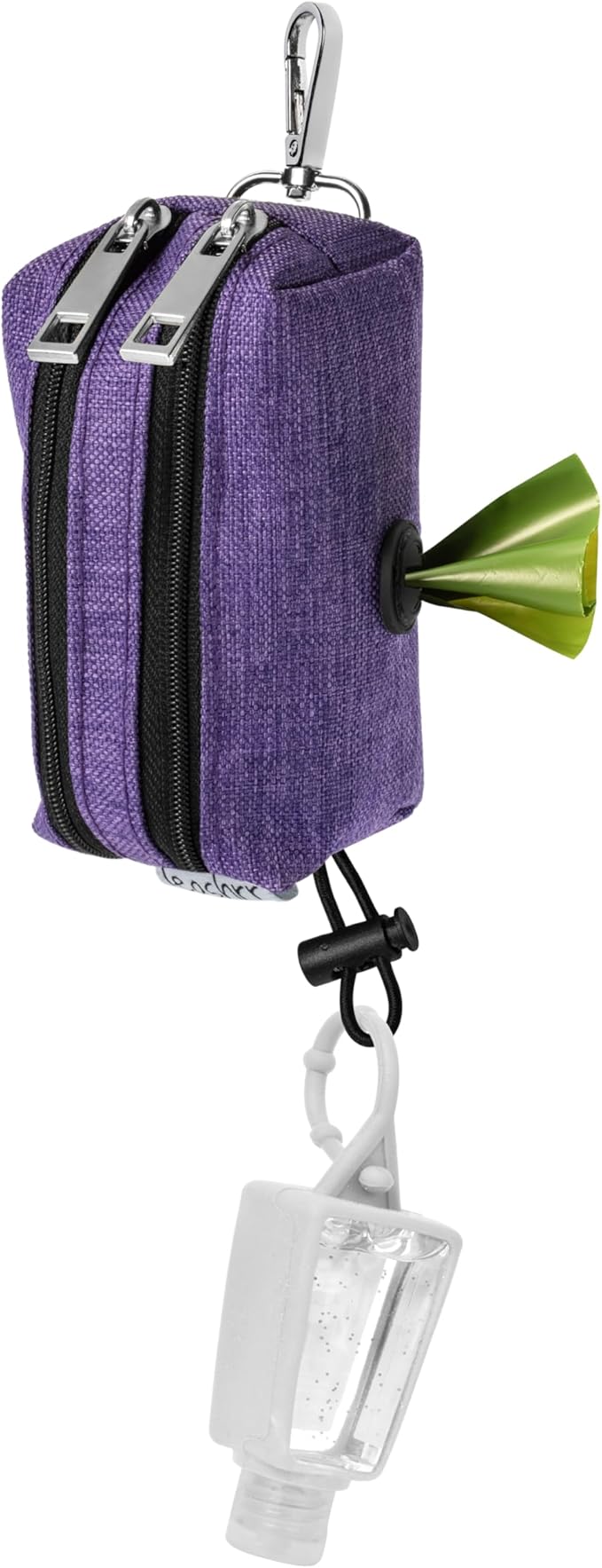 Dog Poop Bag Holder for Leashes - Dog Poop Bag Dispenser and Treat Holder with 2 Waterproof Pouches for Pet Waste Bags and Walking Accessories + 1 Free Roll - Leashrr 2.0 (Purple)