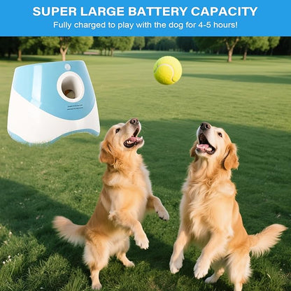 FAHKNS Automatic Dog Ball Launcher for Small Dogs,10-30FT Adjustable Throwing Distance,Rechargeable Indoor&Outdoor Interactive Dog Toy Ball Thrower with 15 Mini Tennis Balls,Blue