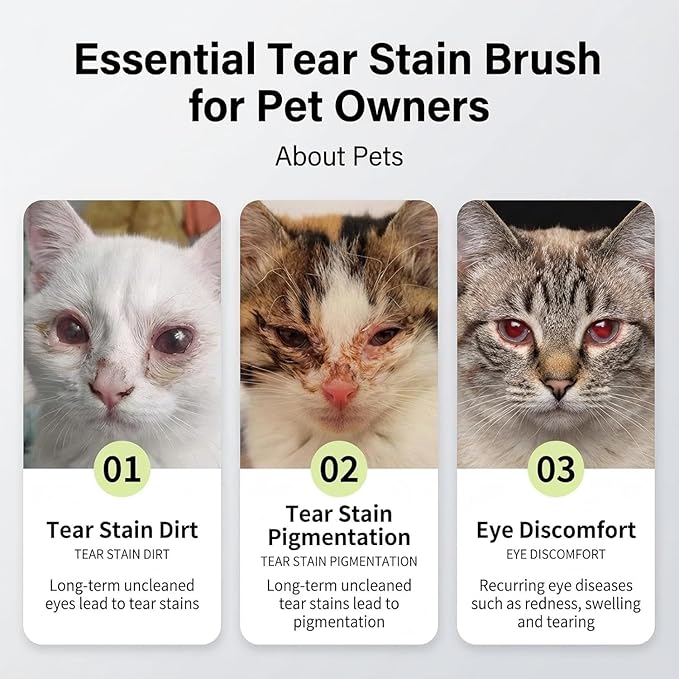 4-in-1 Tear Stain Remover Kit for Dogs & Cats - 1oz Natural Eye Balm with Pro Application Brush & 2 Stainless Steel Combs - Professional Eye Gunk (2in1)