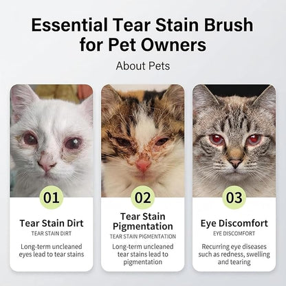 4-in-1 Tear Stain Remover Kit for Dogs & Cats - 1oz Natural Eye Balm with Pro Application Brush & 2 Stainless Steel Combs - Professional Eye Gunk (2in1)