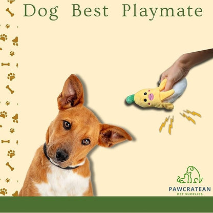 7" Squeaky Plush Toy for Puppies Small Dogs Self Etertainment Washable Soft Made [PET ONLY] (Banana)