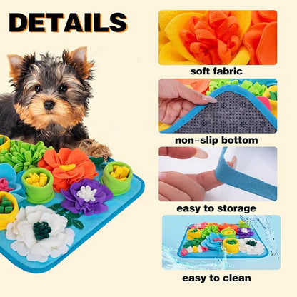 Snuffle Mat for Dogs, Sniff Mat Slow Feeding Mat for Small Pets Cats, Rabbits - Help Stress Relief and Training - Stimulate Your Pet's Foraging Skills! (Sky Blue)