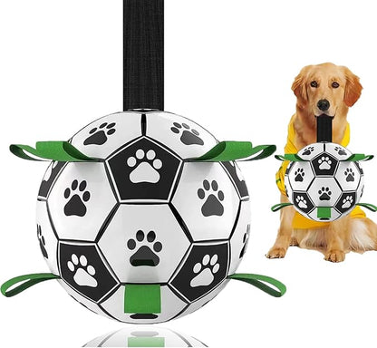 Dog Toys Soccer Ball, Interactive Dog Toys for Tug of War, Puppy Birthday Gifts, Tug Toy, Water Toy, World Cup Durable Balls for Medium & Large Dogs（8 INCH
