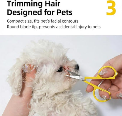 4-in-1 Tear Stain Remover Kit for Dogs & Cats - 1oz Natural Eye Balm with Pro Application Brush & 2 Stainless Steel Combs - Professional Eye Gunk (2in1)