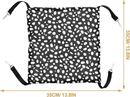 Unomor Double-Sided Cat Hammock Hanging Bed Breathable Cat Sleeping Bed 35x35cm Black and White Dots Medium Indoor Pet Cushion Comfortable Nest