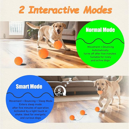 Interactive Dog Ball Toy, Automatic Motion Activated Smart Rolling & Bouncing Ball, USB Rechargeable Durable E-TPU Material Pet Toy for Small Medium Large Dogs, Boredom Relief & Exercise -- Orange