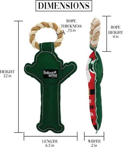 Pavilion - Here Comes Santa Paws - 12" Santa Puppy Dog Toy with Rope Handle K-9 Furry Companion Present